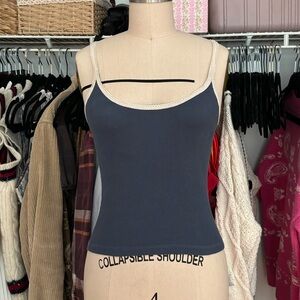 Navy Blue Brandy Melville Tank with lace